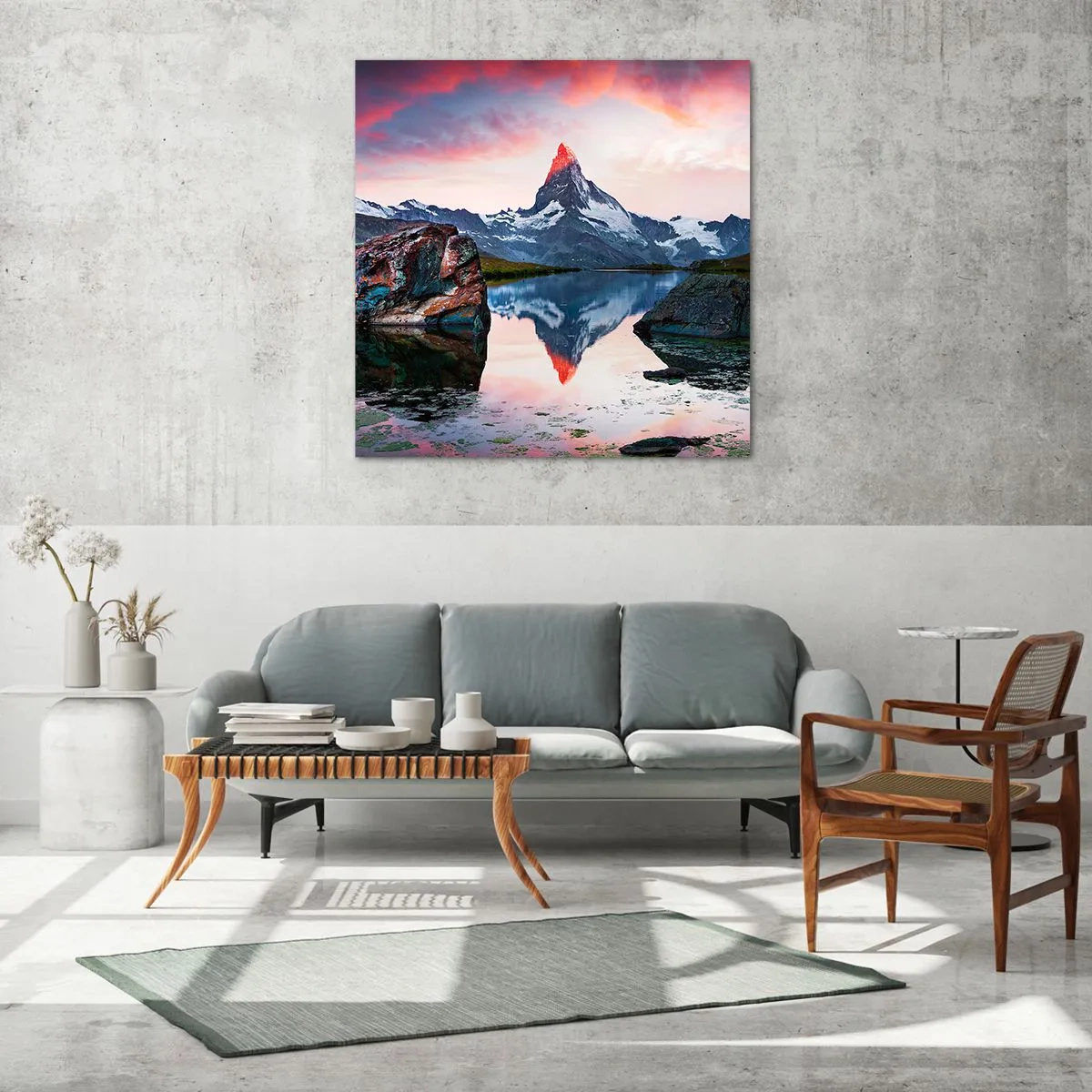 Quadro em vidro - O coração das montanhas é quente - 60x60 cm