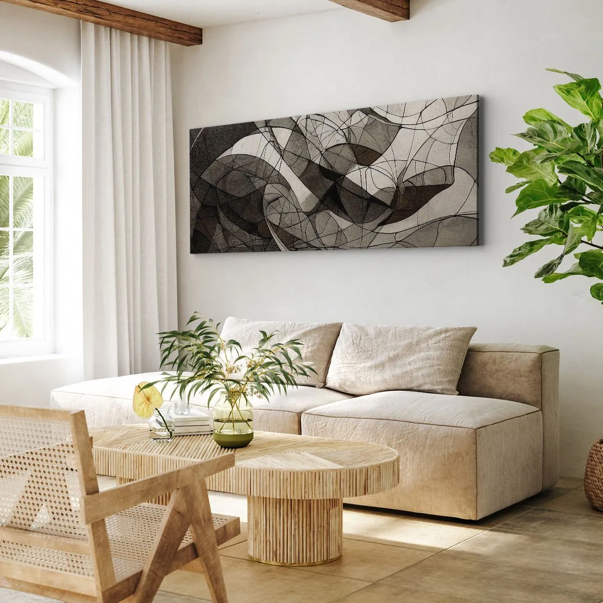 Quadro em tela - Circulação das cores da terra - 100x40 cm