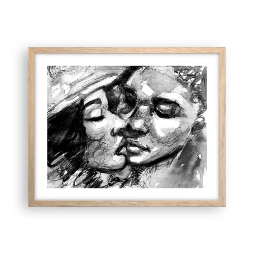 Pôster com moldura de carvalho claro - Um momento de ternura - 50x40 cm