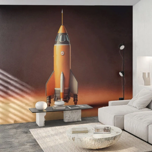 Papel de Parede Premium Canvas - Tudo começa com um sonho - Um foguete espacial, Lápis, Ciência - 450x315 cm