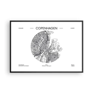 Pôster com moldura preta - Anatomia de Copenhague - 100x70 cm