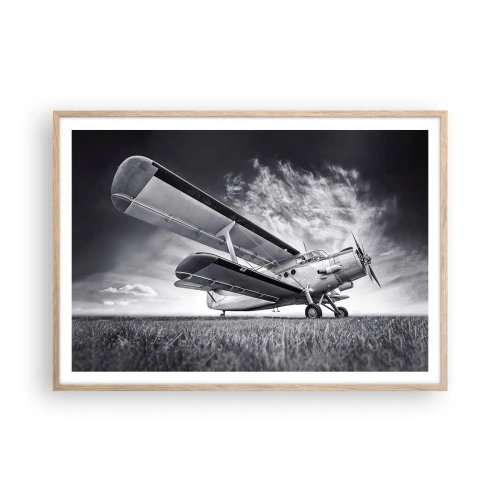 Pôster com moldura de carvalho claro - Andarilho alado - 100x70 cm