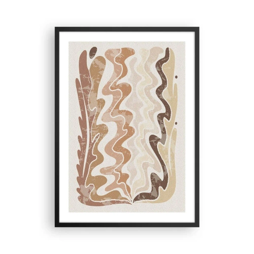 Pôster com moldura preta - Uma composição abstrata em tons quentes de bege. - 50x70cm - Boa energia – boas emoções - Decoração de parede moderna para a sala de estar e quarto ARTTOR