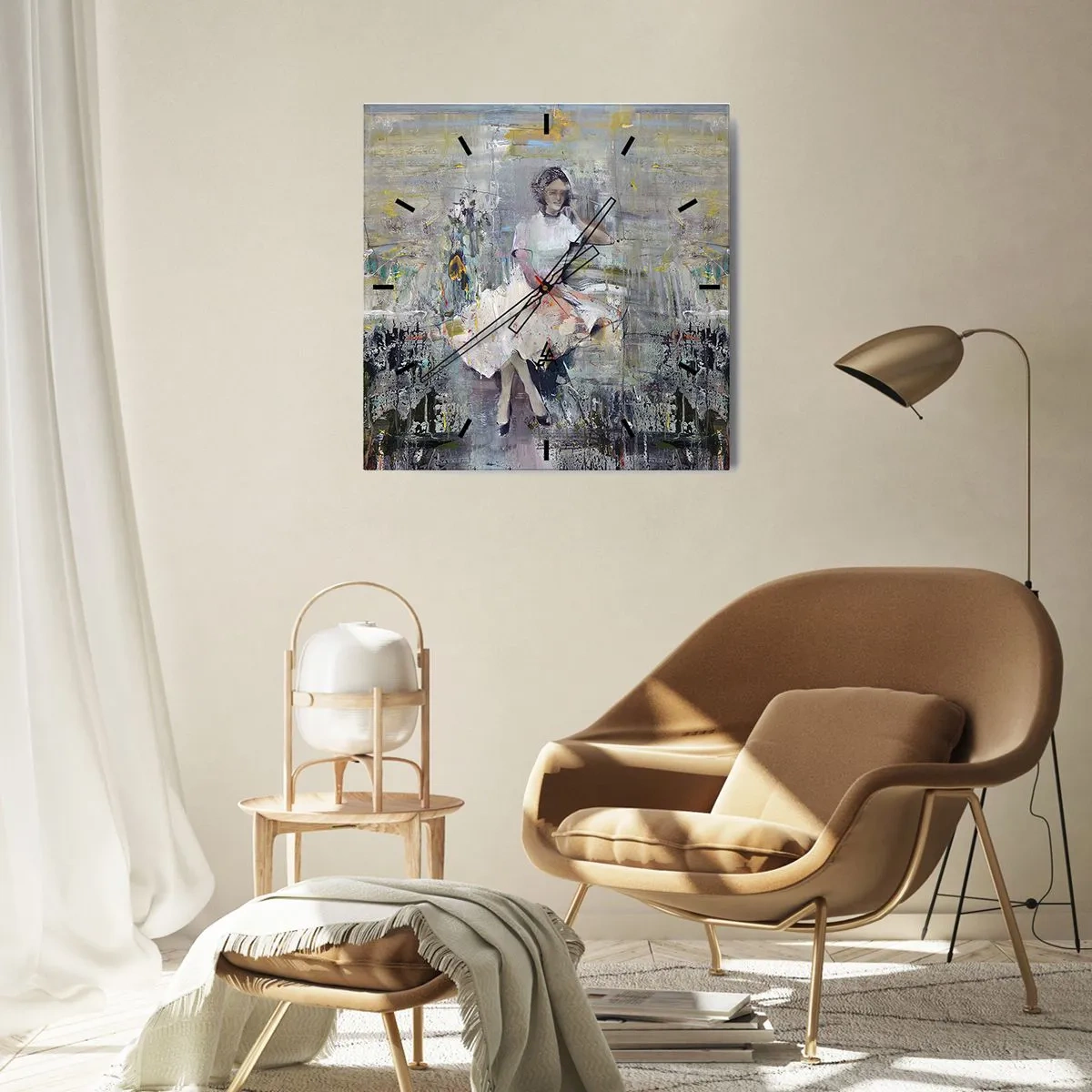 Relógio de parede - Relógio em vidro - Clássica e moderna - 40x40 cm