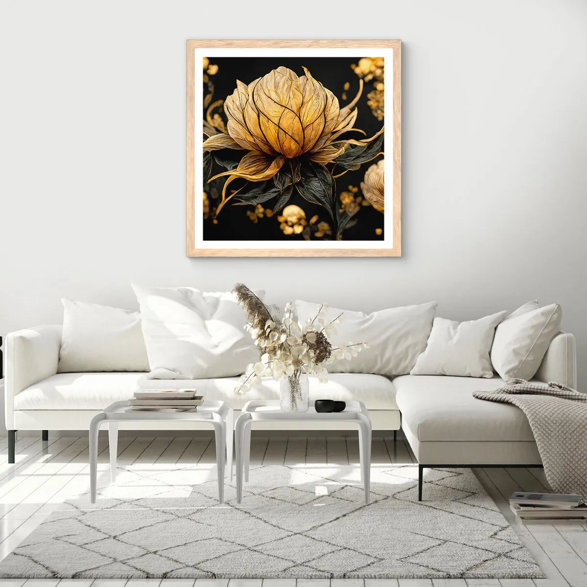 Pôster com moldura de carvalho claro - Fragilidade sutil - 40x40 cm