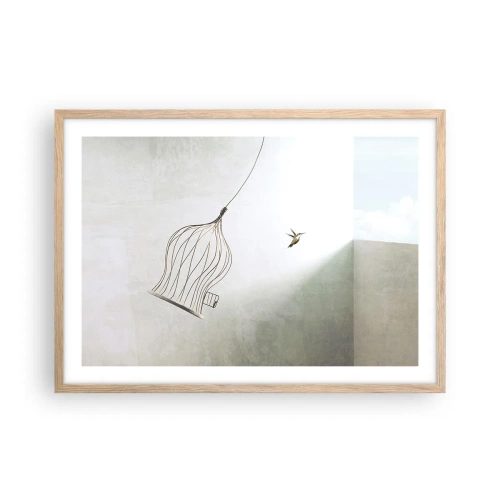 Pôster com moldura de carvalho claro - Enfim a liberdade - 70x50 cm