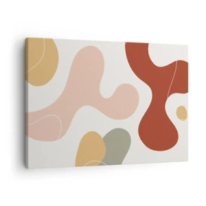Quadro em tela - Uma composição abstrata em tons pastéis com formas dinâmicas. - 70x50cm - Ziguezagues ornamentais - Decoração de parede moderna para a sala de estar e quarto ARTTOR