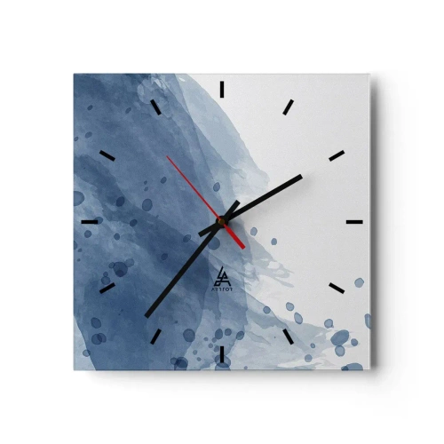 Relógio de parede - Relógio em vidro - Tule azul - 30x30 cm