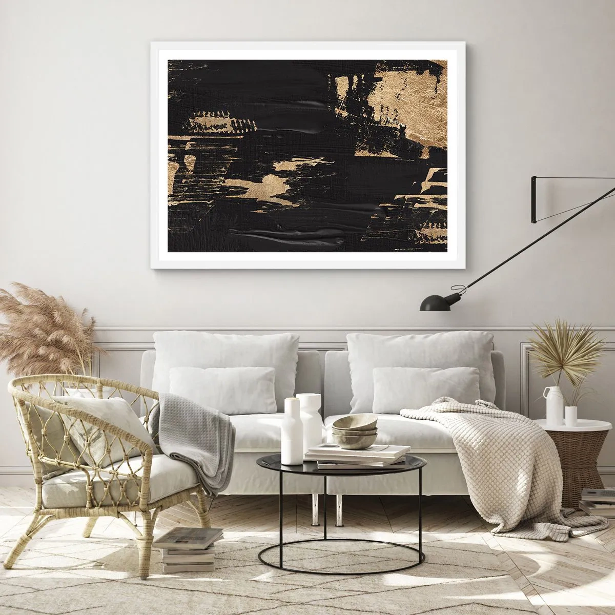 Pôster em moldura branca - Rastro de toque - 91x61 cm