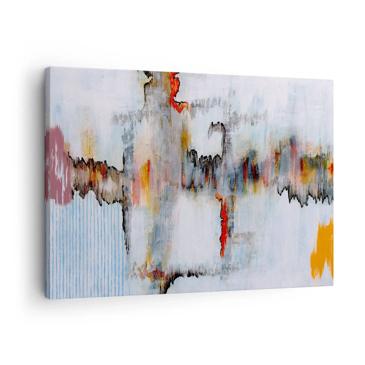 Quadro em tela - Padrão abstrato com cores vivas em um fundo claro - 70x50cm - Com um palito na água - Decoração de parede moderna para a sala de estar e quarto ARTTOR