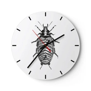 Relógio de parede - Relógio em vidro - Um gráfico de um inseto no estilo de uma gravura em um fundo branco - 30x30cm - Que exemplo! - Decoração de parede moderna para a sala de estar, cozinha e quarto ARTTOR