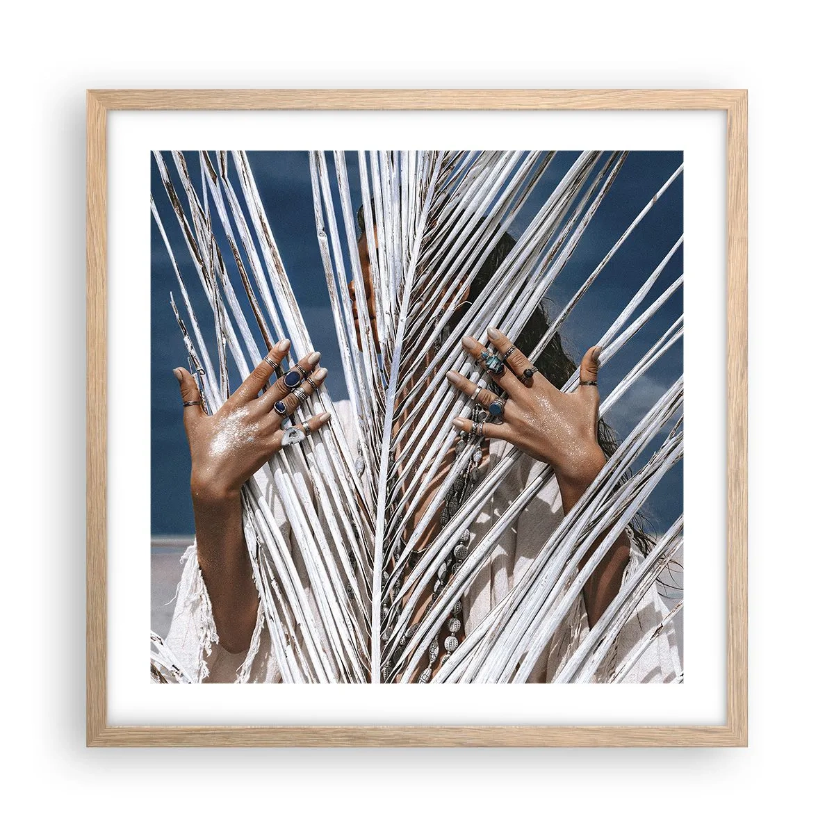 Pôster com moldura de carvalho claro - A xamã - 50x50 cm