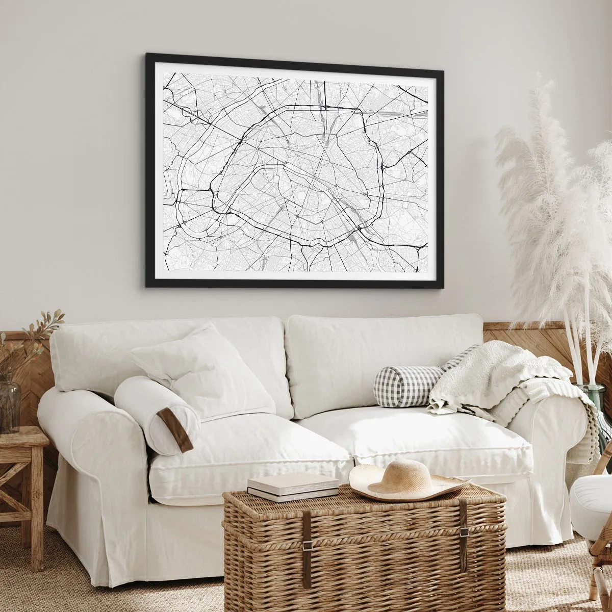 Pôster com moldura preta - Flor de Paris - 91x61 cm