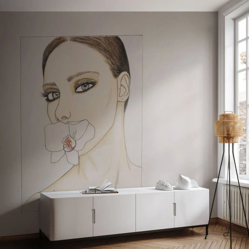 Papel de Parede Premium Canvas - Símbolo de elegância e beleza - Abstração, Pedaço, Mulher - 400x280 cm