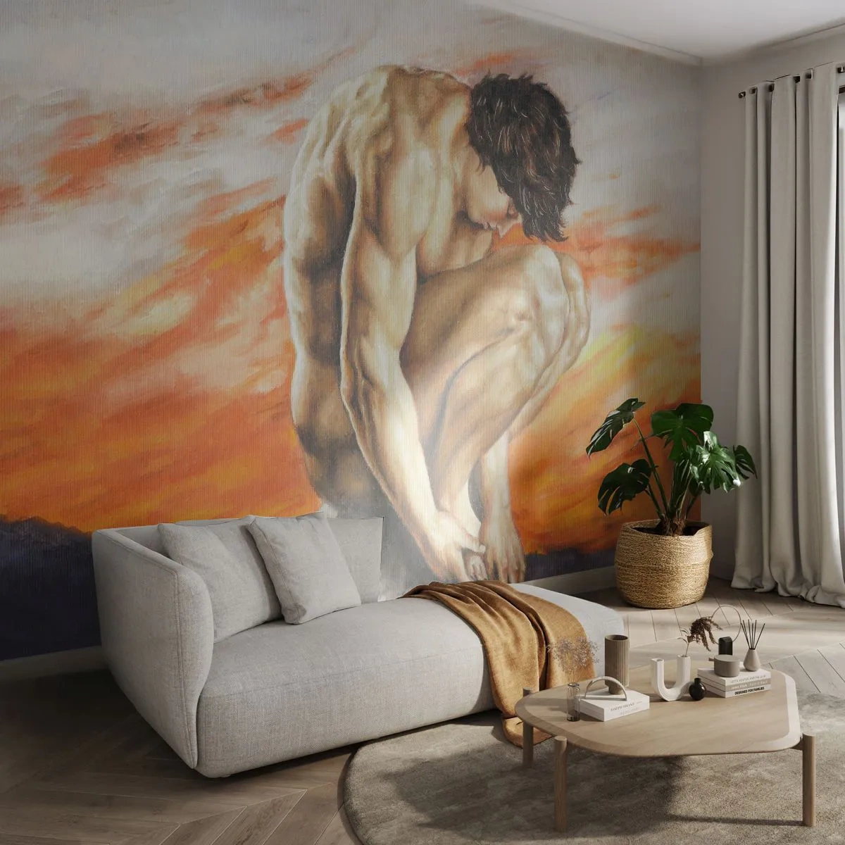 Papel de Parede Standard Eco - Imerso em si mesmo - Corpo, Homem, Estátua - 400x280 cm