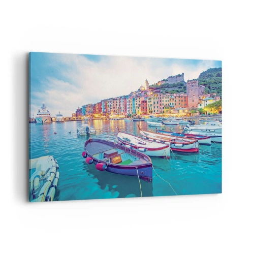 Quadro em tela - Uma noite colorida no porto - 120x80 cm