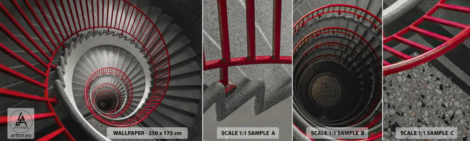 Amostra de papel de parede Premium Sand - Diversão de arquitetura - Arquitetura, Escadaria, Industrial - 100x30 cm