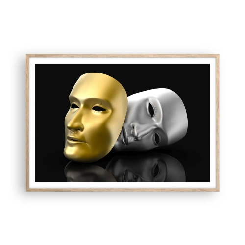 Pôster com moldura de carvalho claro - A vida é um teatro - 100x70 cm