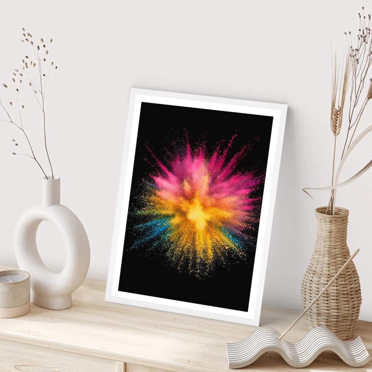 Pôster em moldura branca - O nascimento das cores  - 30x40 cm