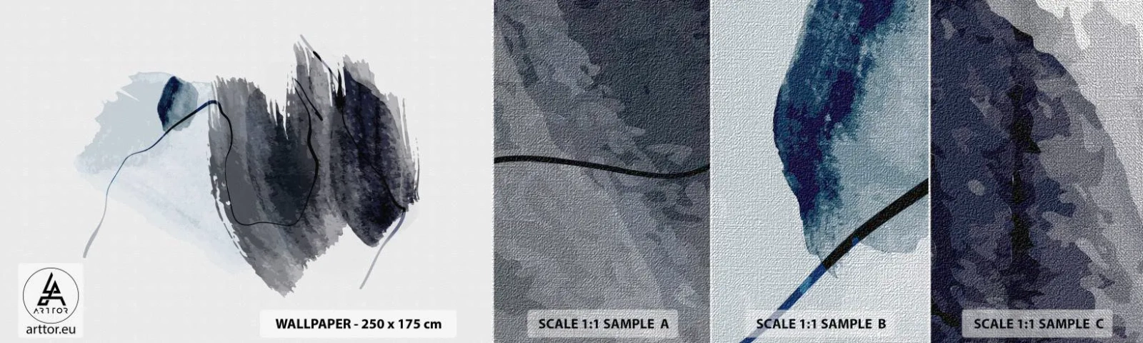 Amostra de papel de parede Premium Canvas - Intensidade e movimento - Abstração, Pedaço, Pintura - 100x30 cm