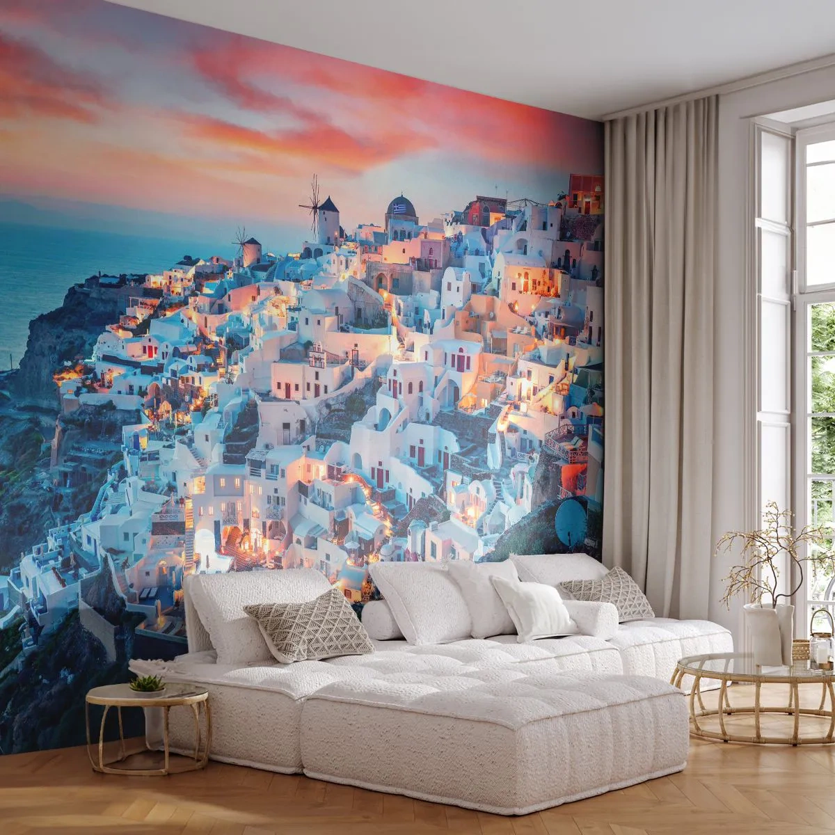 Papel de Parede Autocolante Deluxe Sticker - As suas grandes férias gregas - Paisagem, Grécia, Santorini - 450x315 cm