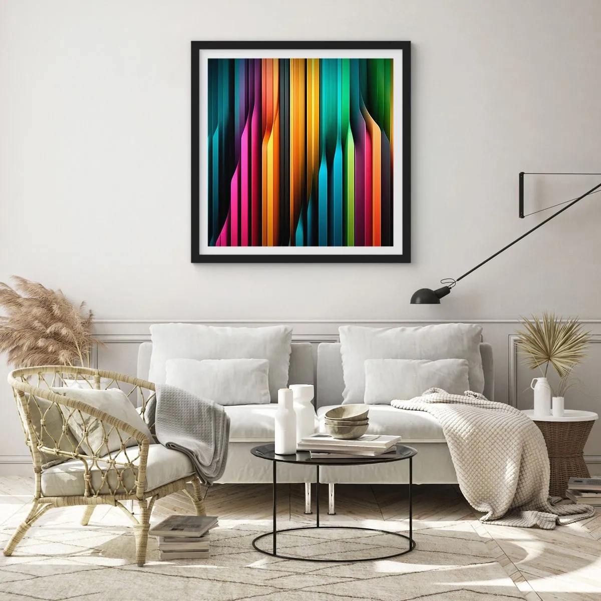 Pôster com moldura preta - Um órgão de luz - 50x50 cm