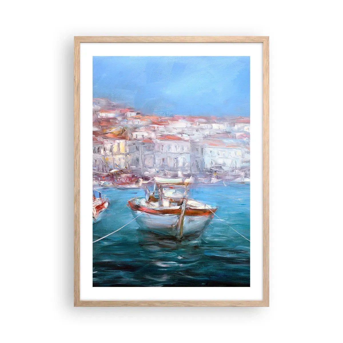 Pôster com moldura de carvalho claro - Baía italiana - 50x70 cm