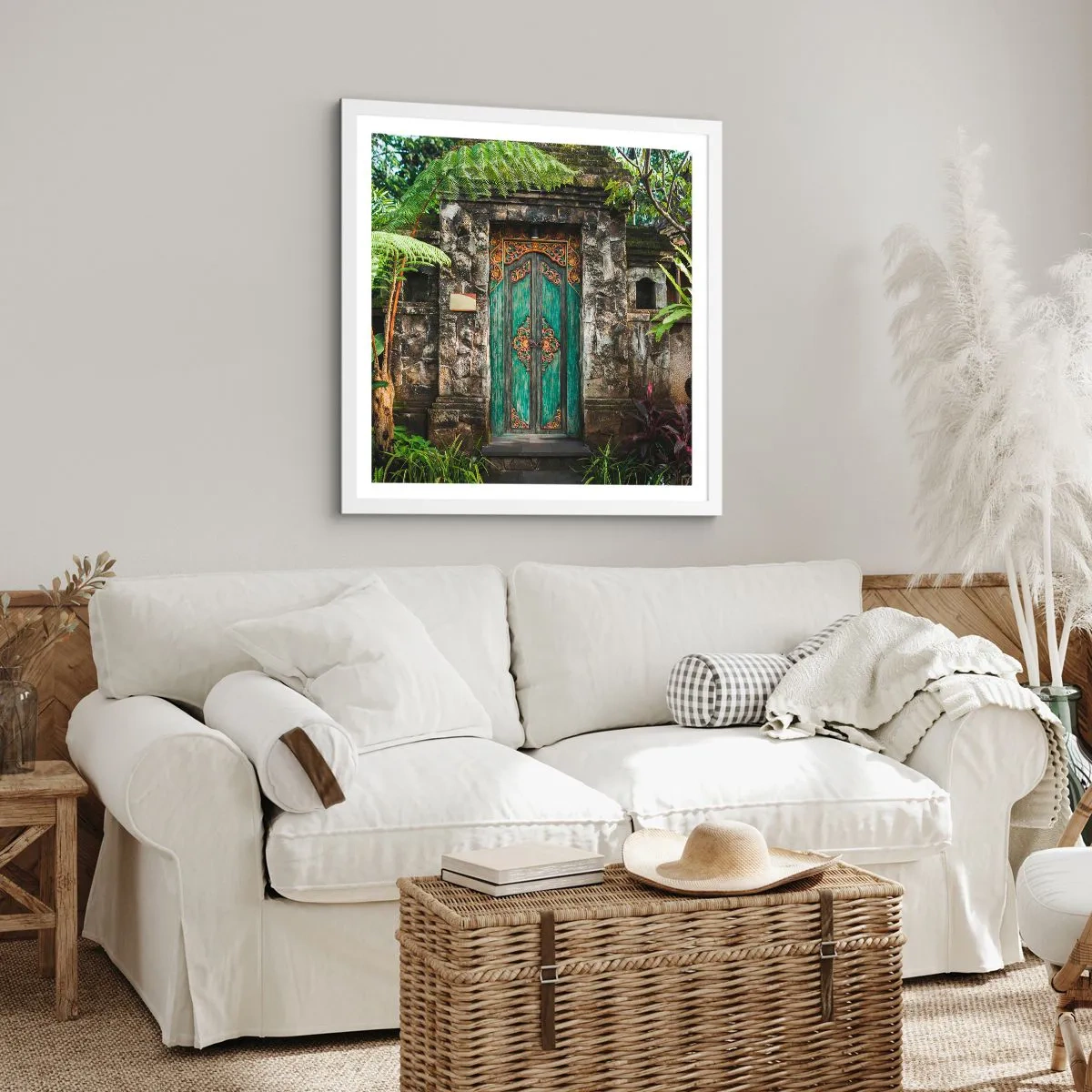 Pôster em moldura branca - Portas para um mundo exótico - 40x40 cm