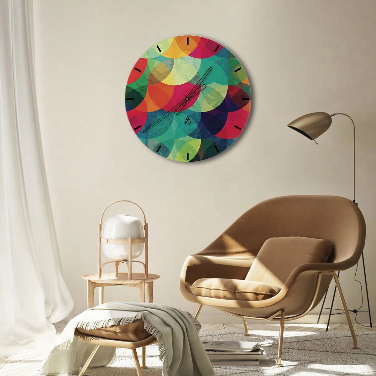 Relógio de parede - Relógio em vidro - Ascensão às cores - 40x40 cm