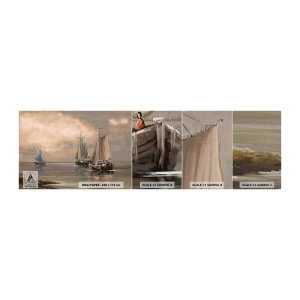 Amostra de papel de parede Premium Canvas - Regresso dos marinheiros - Paisagem, Barco de pesca, Natureza - 100x30 cm