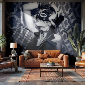 Papel de Parede Premium Canvas - Decorações, ornamentos, desenhos... - Mulher, Máscara veneziana, Modelo - 350x256 cm
