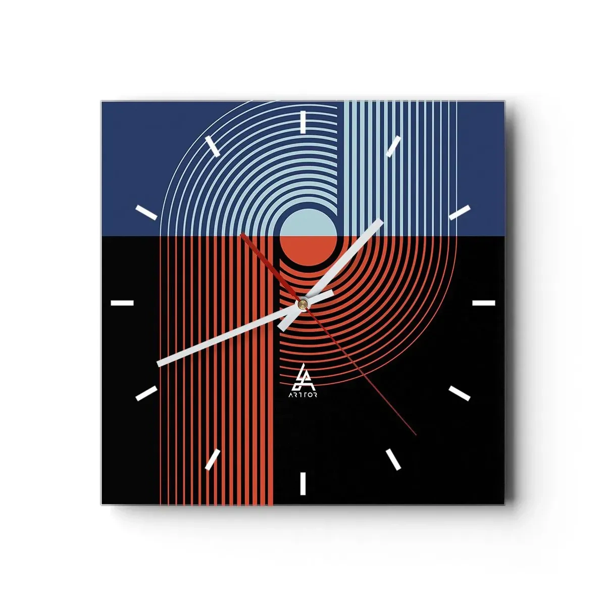 Relógio de parede - Relógio em vidro - Num abraço geométrico - 30x30 cm