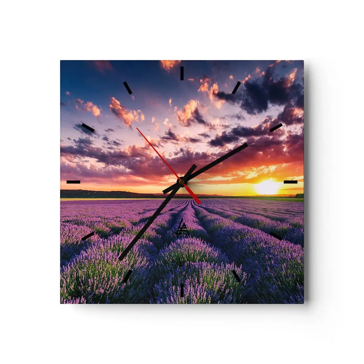 Relógio de parede - Relógio em vidro - O mundo da lavanda - 30x30 cm