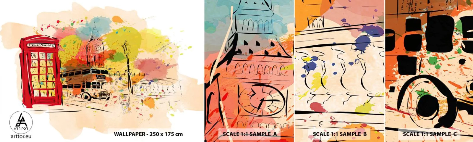 Amostra de Papel de Parede Standard Eco - A cidade da variedade - Cidade, Londres, Abstração - 100x30 cm