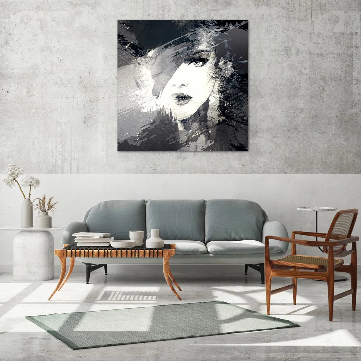 Quadro em vidro - Por trás do véu cinzento - 60x60 cm