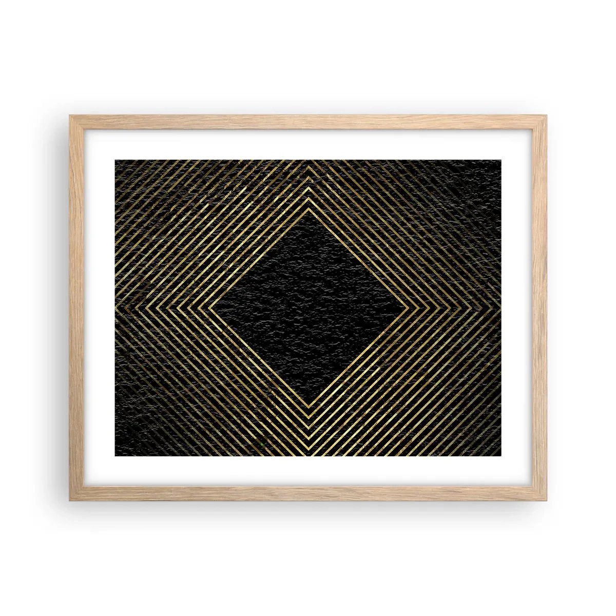 Pôster com moldura de carvalho claro - Geometria em estilo glamoroso - 50x40 cm