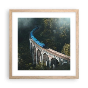 Pôster com moldura de carvalho claro - Comboio para a natureza - 40x40 cm