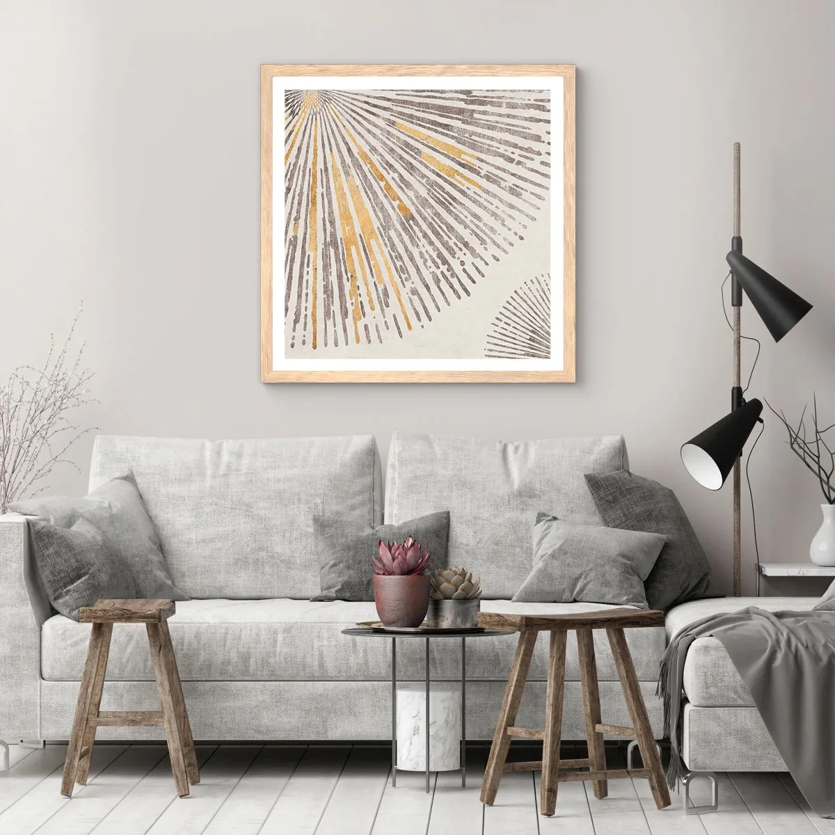 Pôster com moldura de carvalho claro - A beleza do raio - 60x60 cm