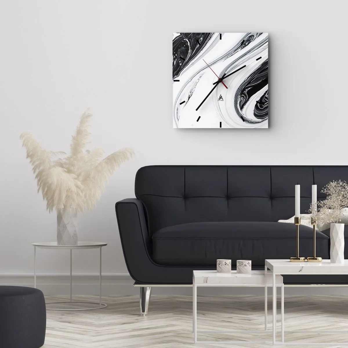 Relógio de parede - Relógio em vidro - Uma combinação de opostos - 40x40 cm