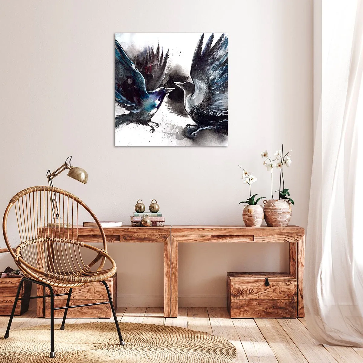 Quadro em tela - De corvo a corvo... - 30x30 cm