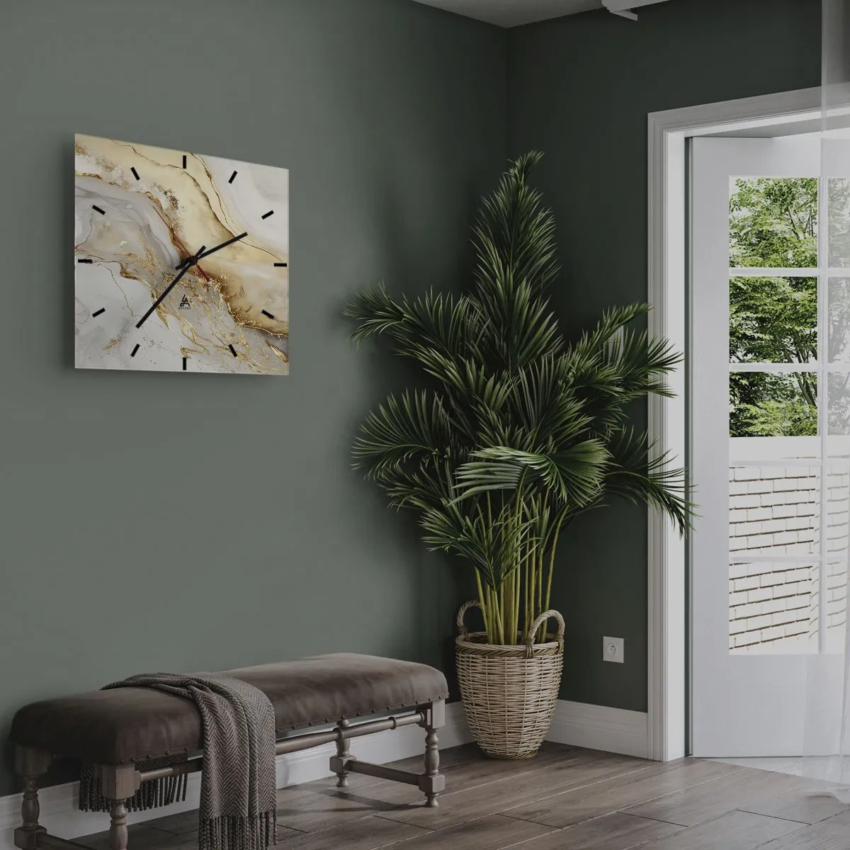 Relógio de parede - Relógio em vidro - Abstração: beleza e bondade - 40x40 cm