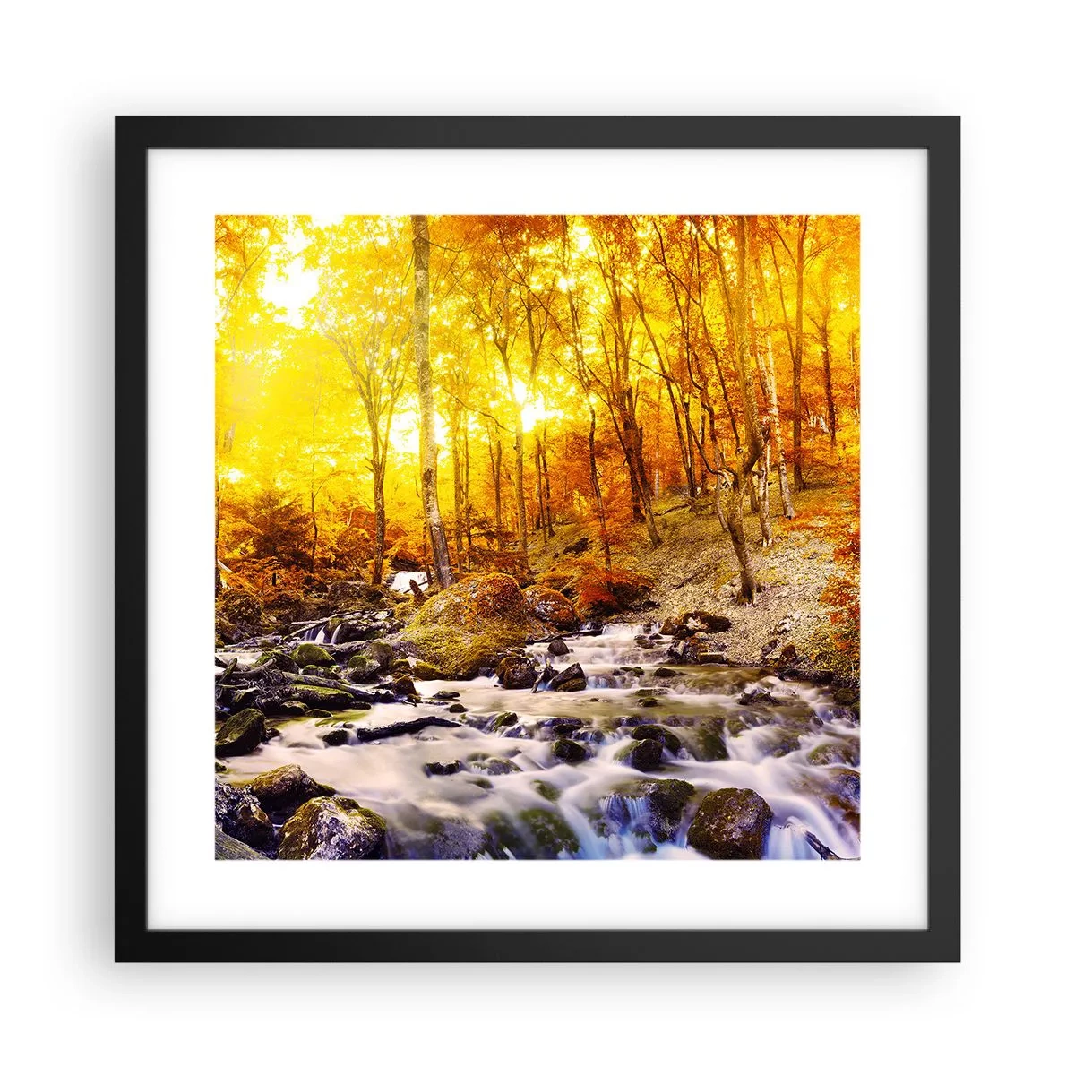 Pôster com moldura preta - Pedras emolduradas em ouro e platina - 40x40 cm