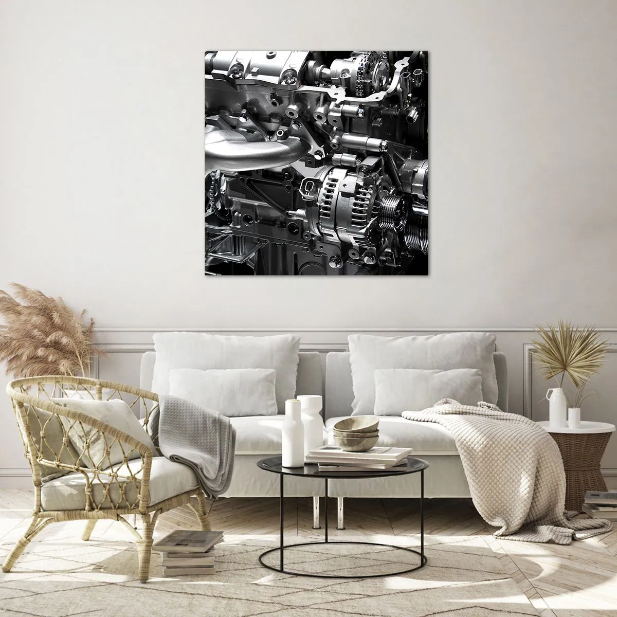 Quadro em vidro - Aço, belo, forte - 50x50 cm