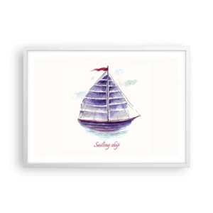 Pôster em moldura branca - Cheio de velas e águas calmas - 70x50 cm