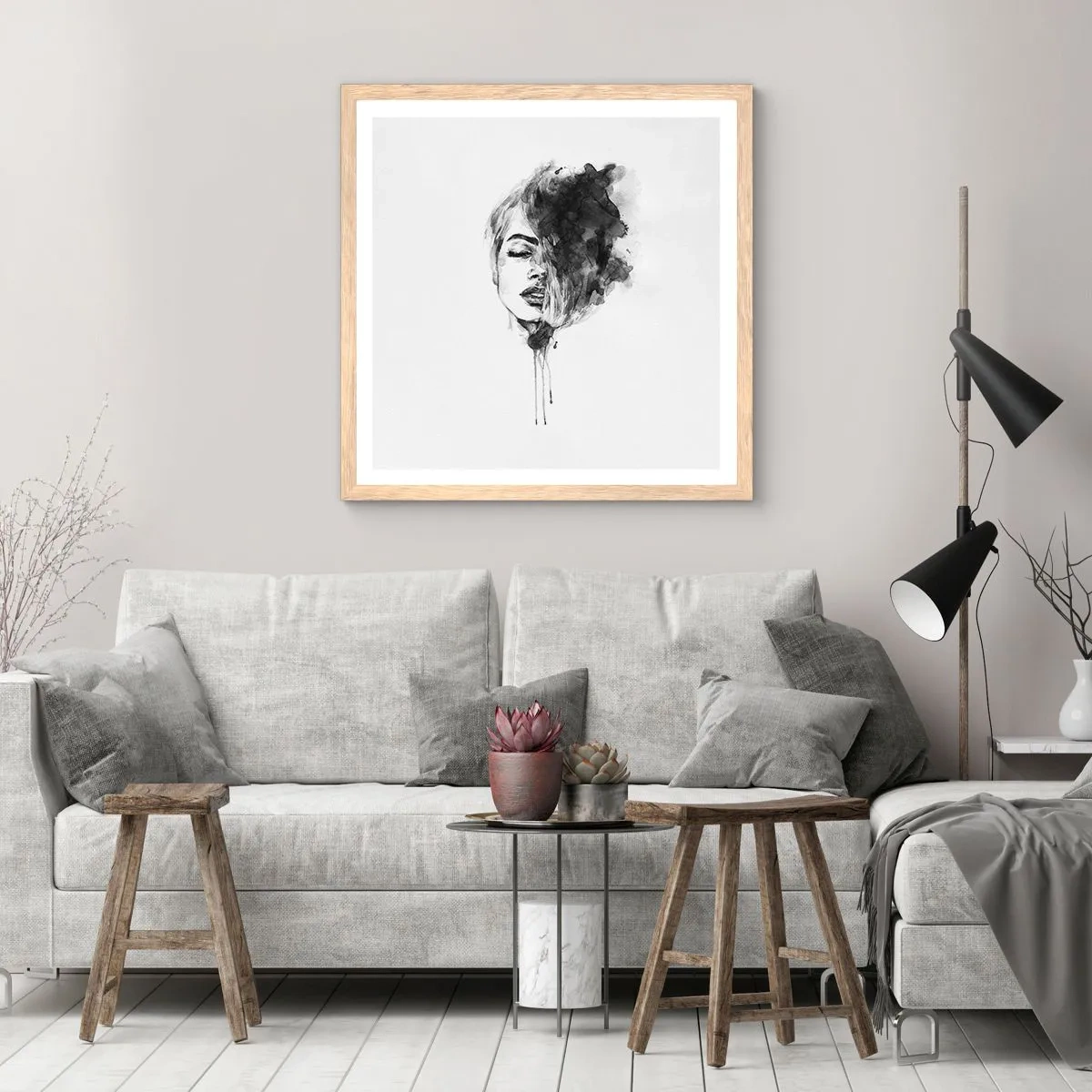 Pôster com moldura de carvalho claro - O que sonha uma rapariga - 30x30 cm