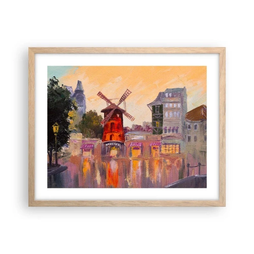 Pôster com moldura de carvalho claro - Ícones parisienses – Moulin Rouge - 50x40 cm