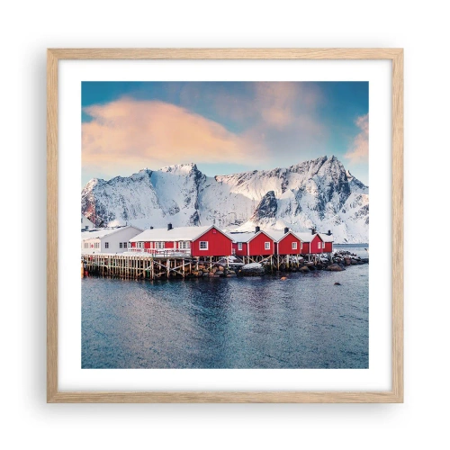 Pôster com moldura de carvalho claro - Refpugio do Norte - 50x50 cm