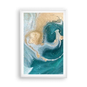 Pôster em moldura branca - Um vórtice de ouro e turquesa - 61x91 cm