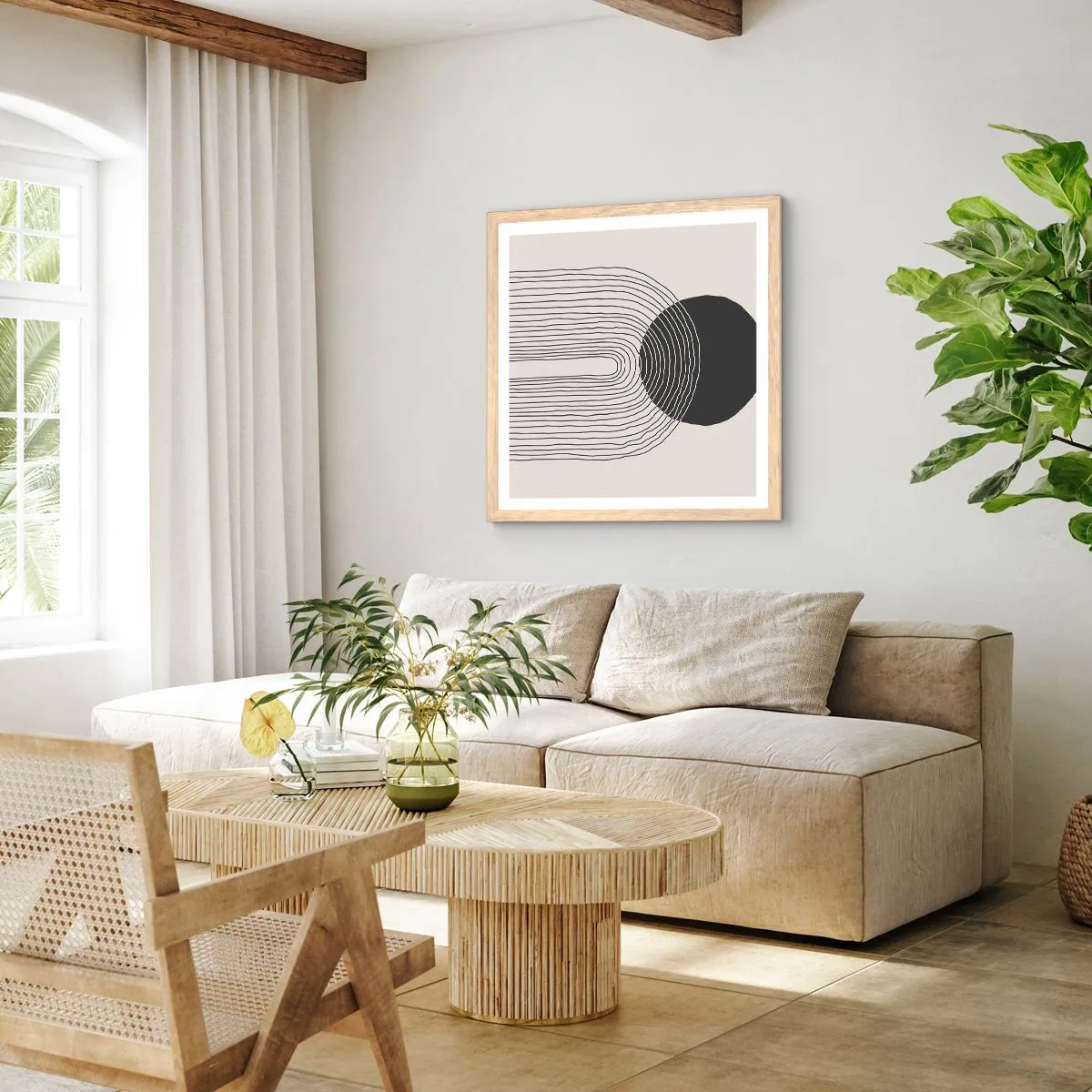 Pôster com moldura de carvalho claro - Tremores e confiança - 50x50 cm