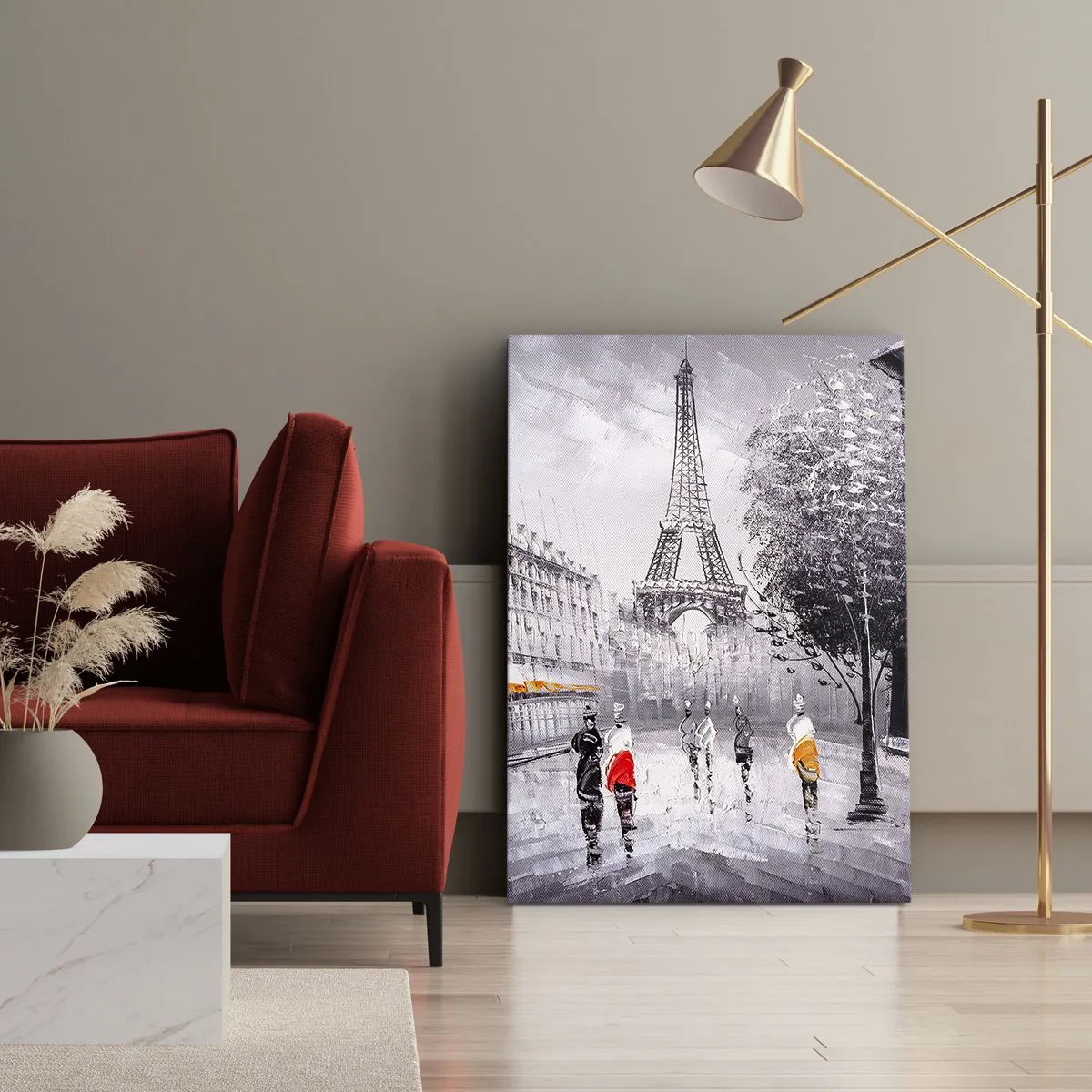 Quadro em tela - Passeio em Paris - 55x100 cm